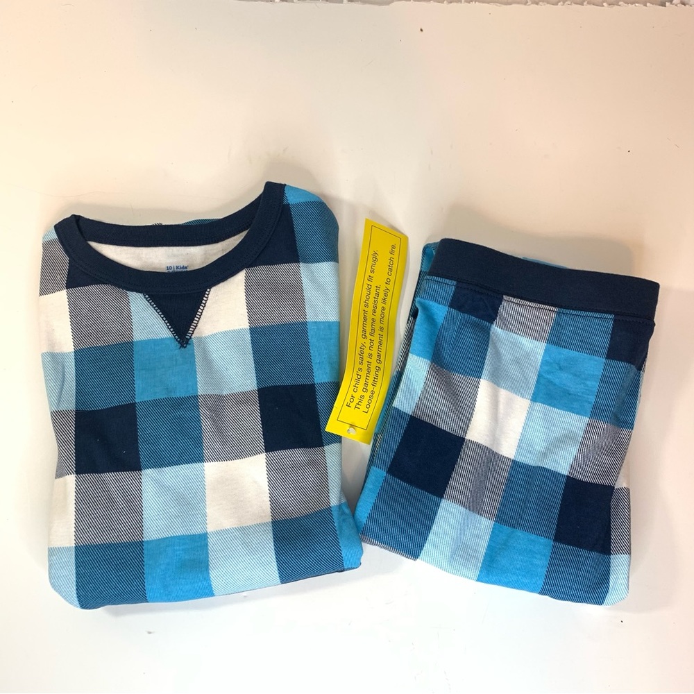 Wondershop Kids Blue Buffalo Plaid Pajama Set Stretchy Plaid Unisex - Picture 11 of 16